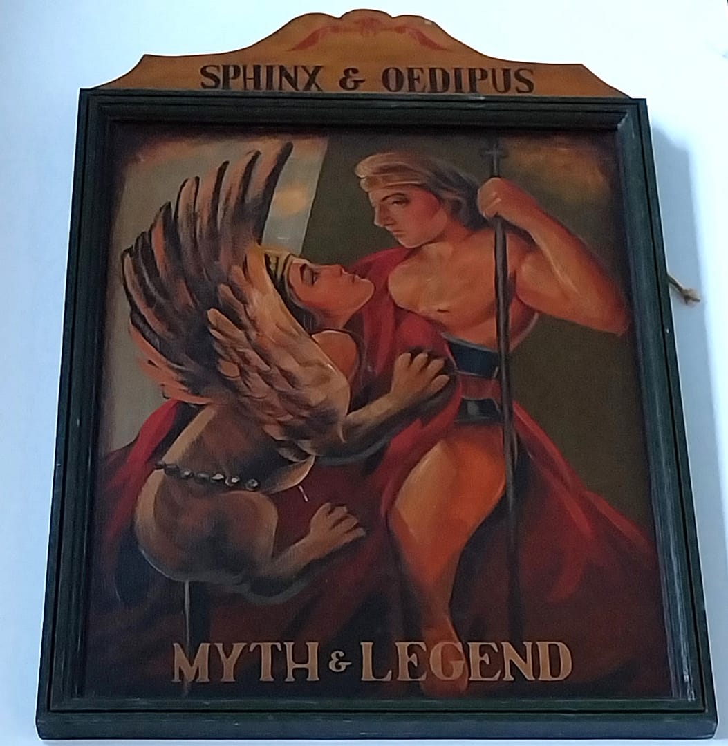 Sphinx & Oedipus (Myth and Legend) Schilderij op houten bord - Afbeelding 4