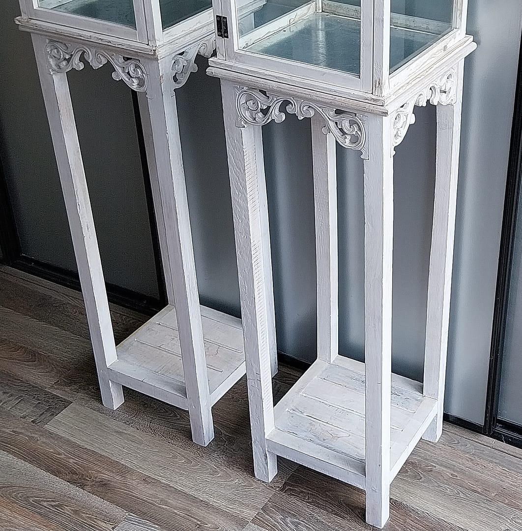 Set á 2 st. Windlichten + Standaard, Landelijk/Brocante stijl - Afbeelding 6