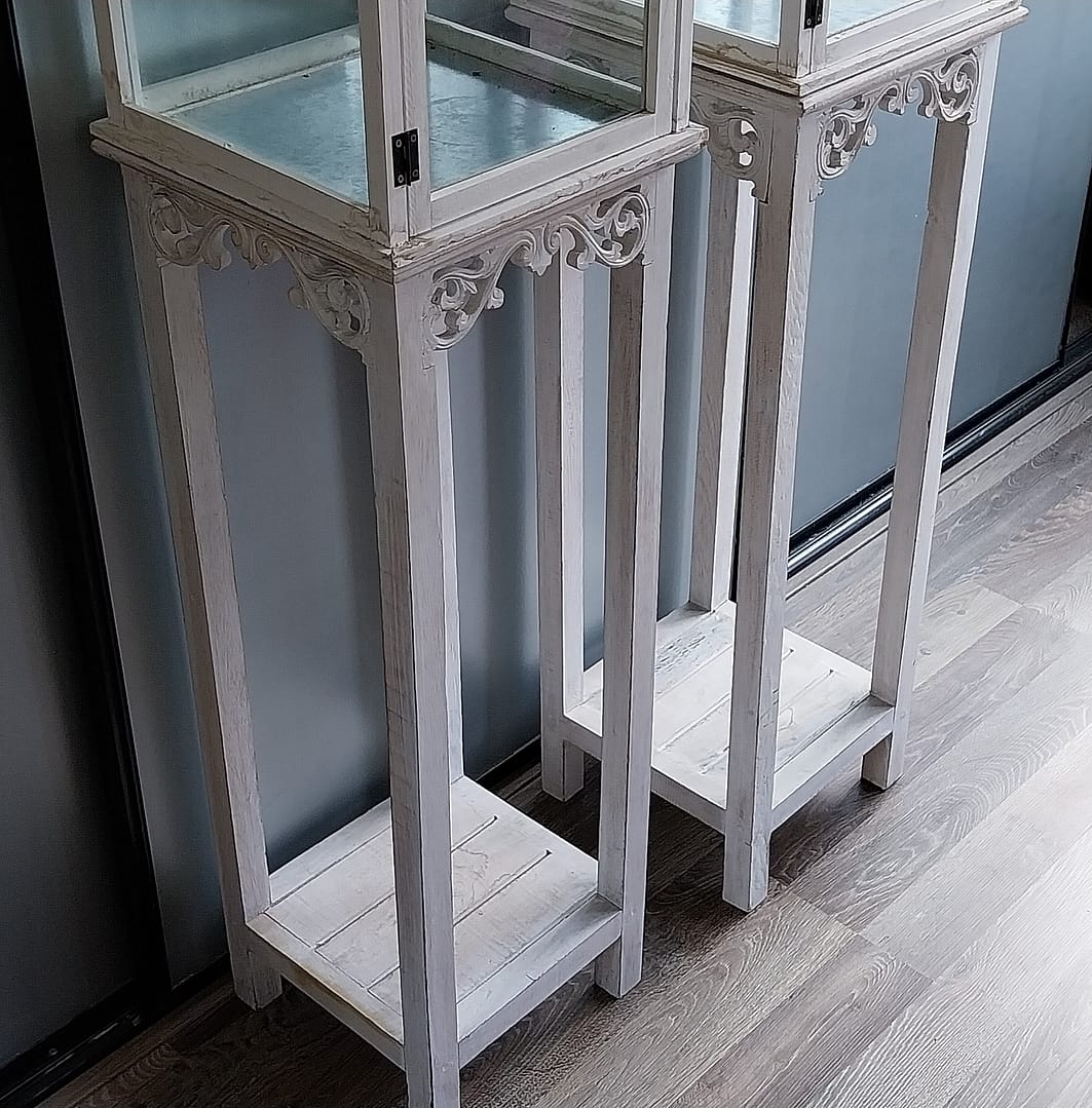 Set á 2 st. Windlichten + Standaard, Landelijk/Brocante stijl - Afbeelding 4