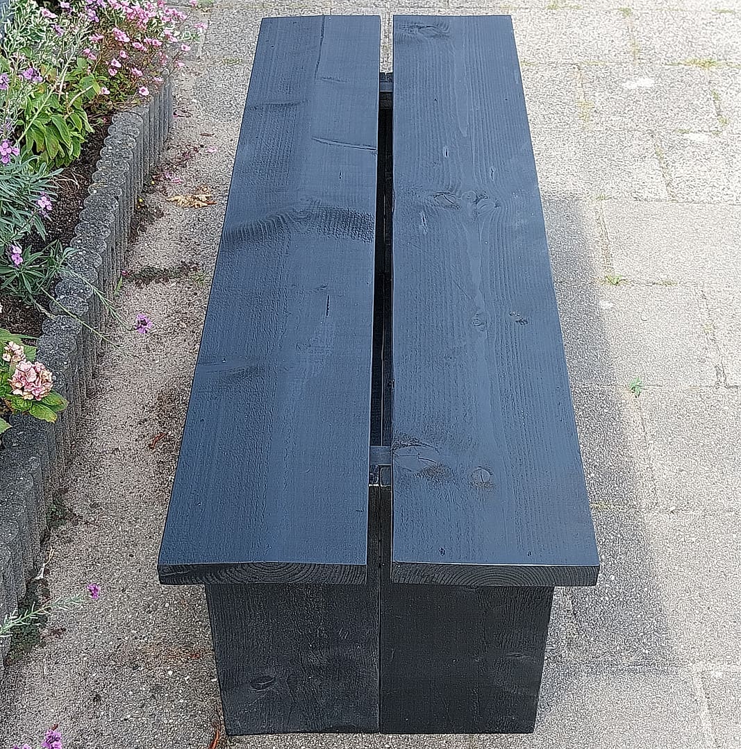 Steigerhouten Tuinbank / Plantenbank, mat zwart - Afbeelding 4