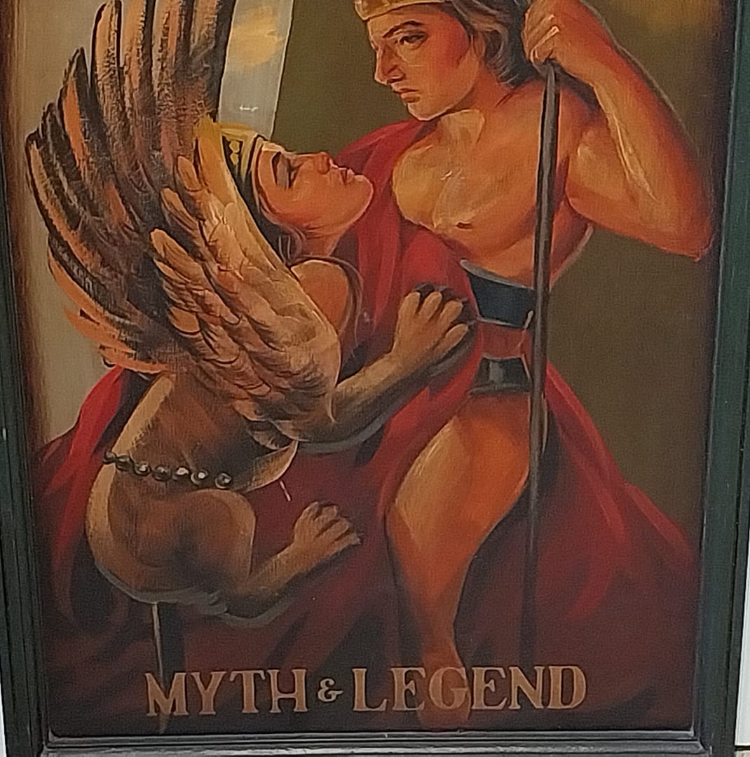 Sphinx & Oedipus (Myth and Legend) Schilderij op houten bord - Afbeelding 3