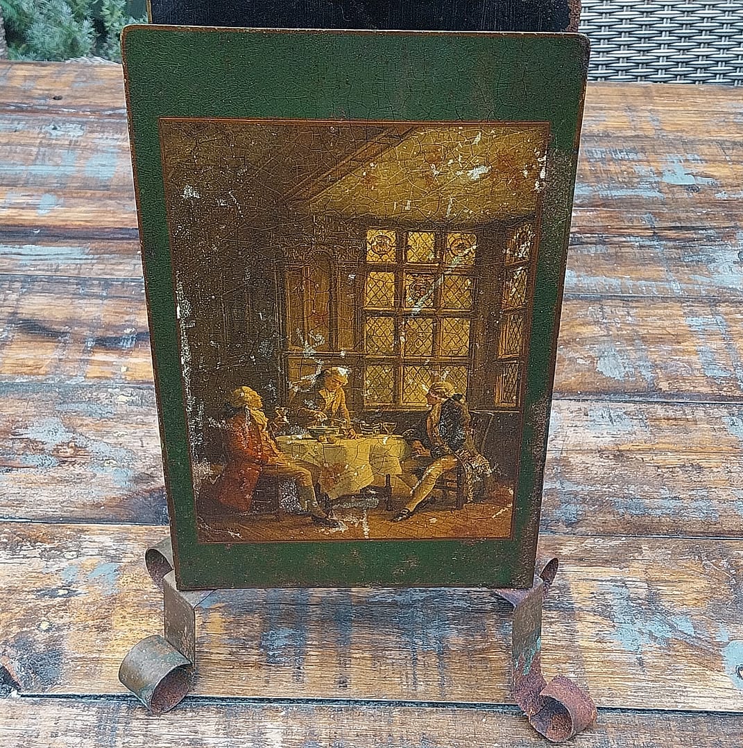 Brocante lange luciferhouder met 18e eeuws tafereel - Afbeelding 7