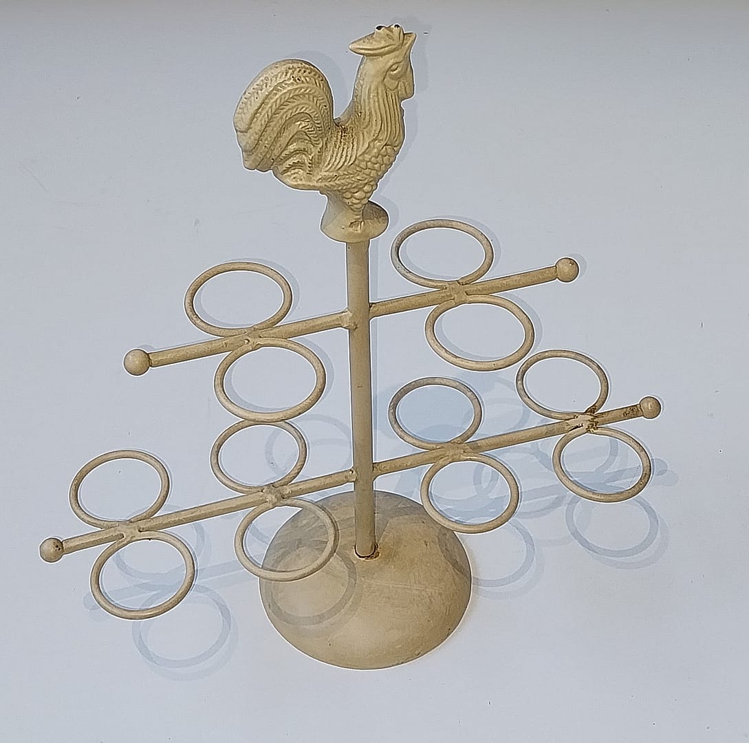 Brocant Gietijzer Eierrekje, voor 12 eieren, Afbeelding Haan - Afbeelding 2