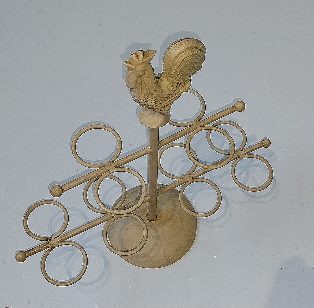 Brocant Gietijzer Eierrekje, voor 12 eieren, Afbeelding Haan - Afbeelding 4