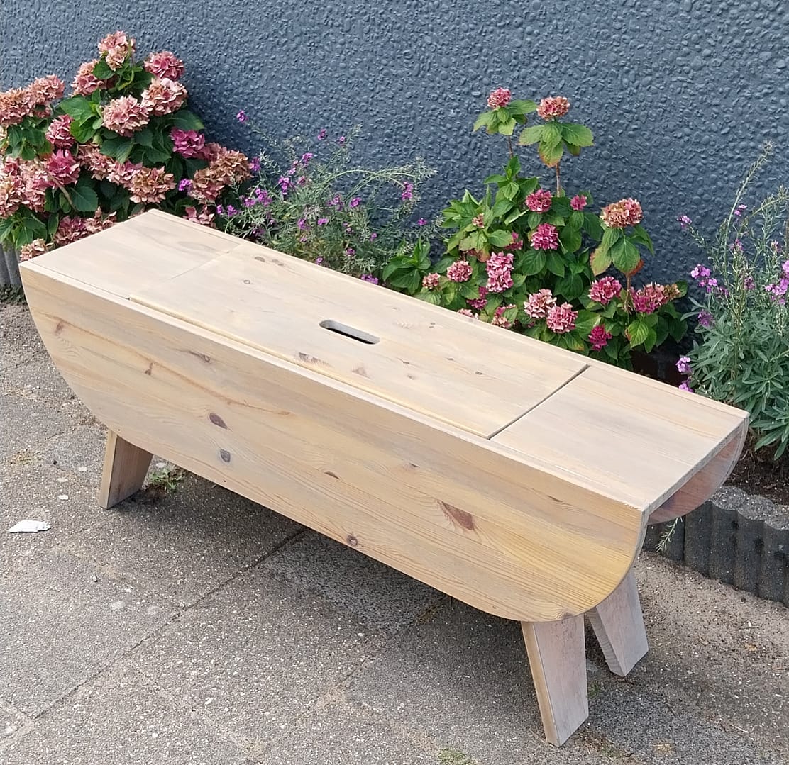 Ikea RYSSBY Grenen Bank met opbergvak, Gray Wash - Afbeelding 5