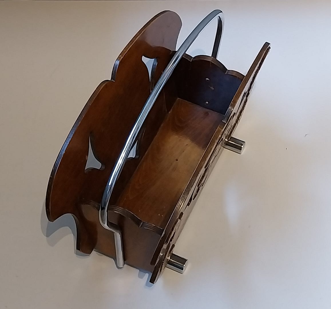 vintage houten lectuurbak gedecoreerd, jaren '60 - Afbeelding 4