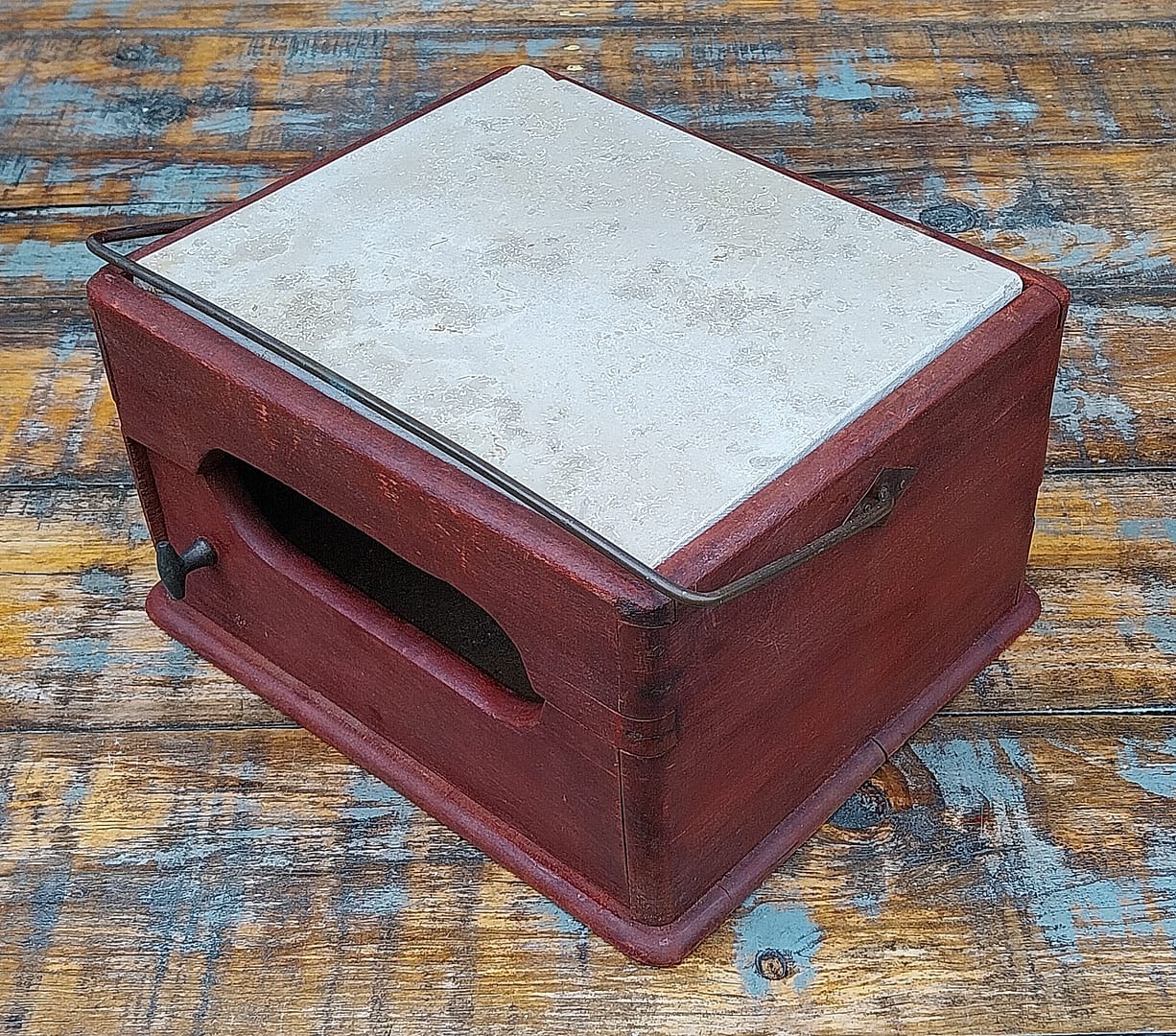 Antieke mahonie houten stoof, eind 19e eeuw. - Afbeelding 4