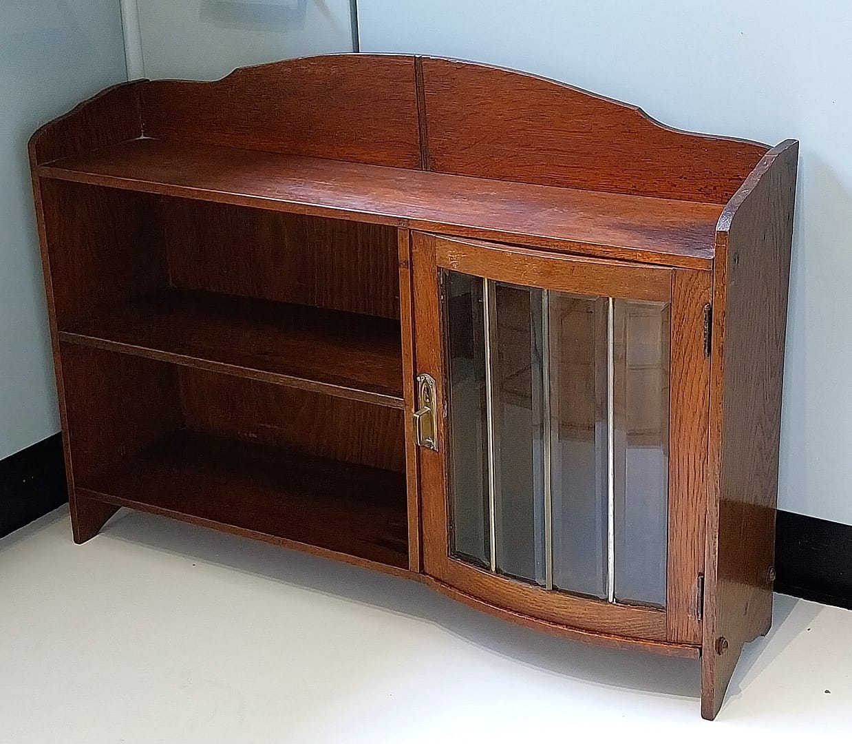 Antiek bijbelkastje / Wandkastje met facet geslepenglas - Afbeelding 3