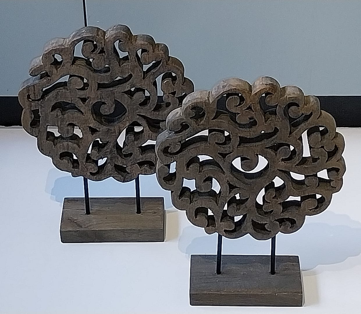 Set á 2 st. Houten Ornament op standaard