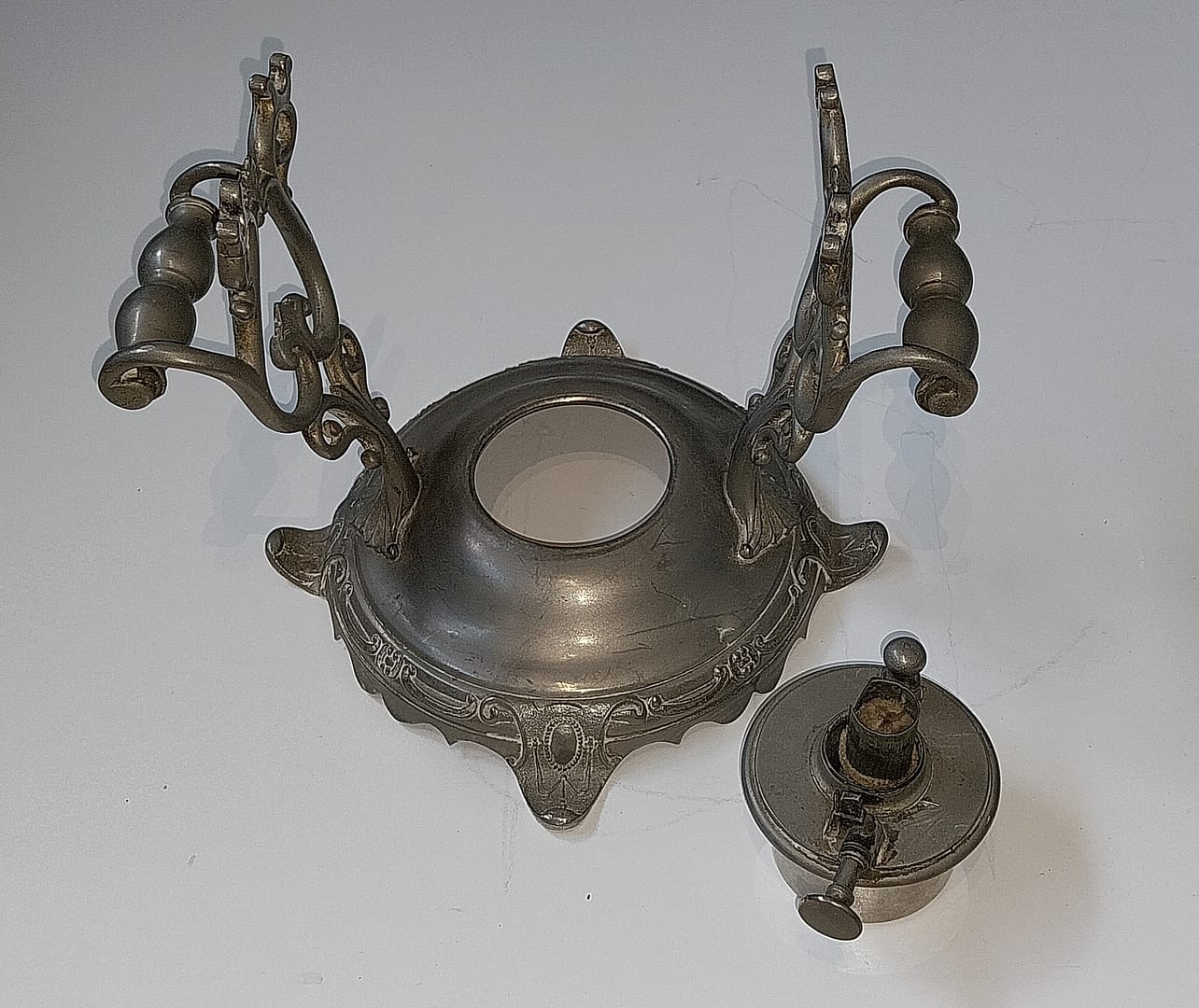 Antiek tinnen theepot met warmhouder, van begin 1900 - Afbeelding 8