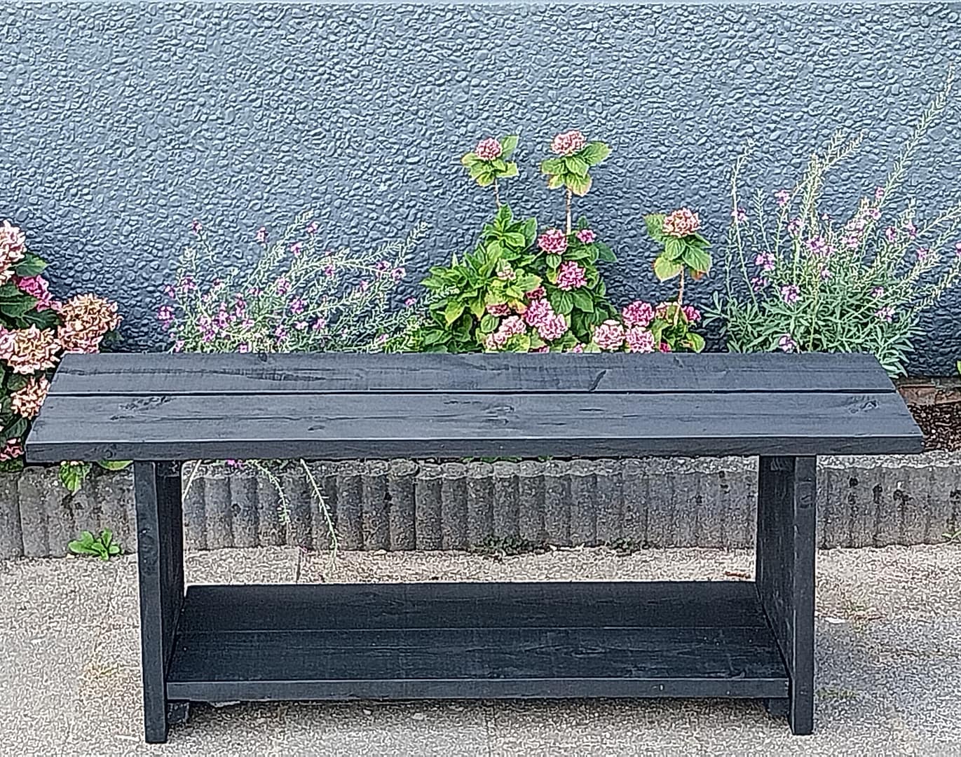 Steigerhouten Tuinbank / Plantenbank, mat zwart - Afbeelding 2