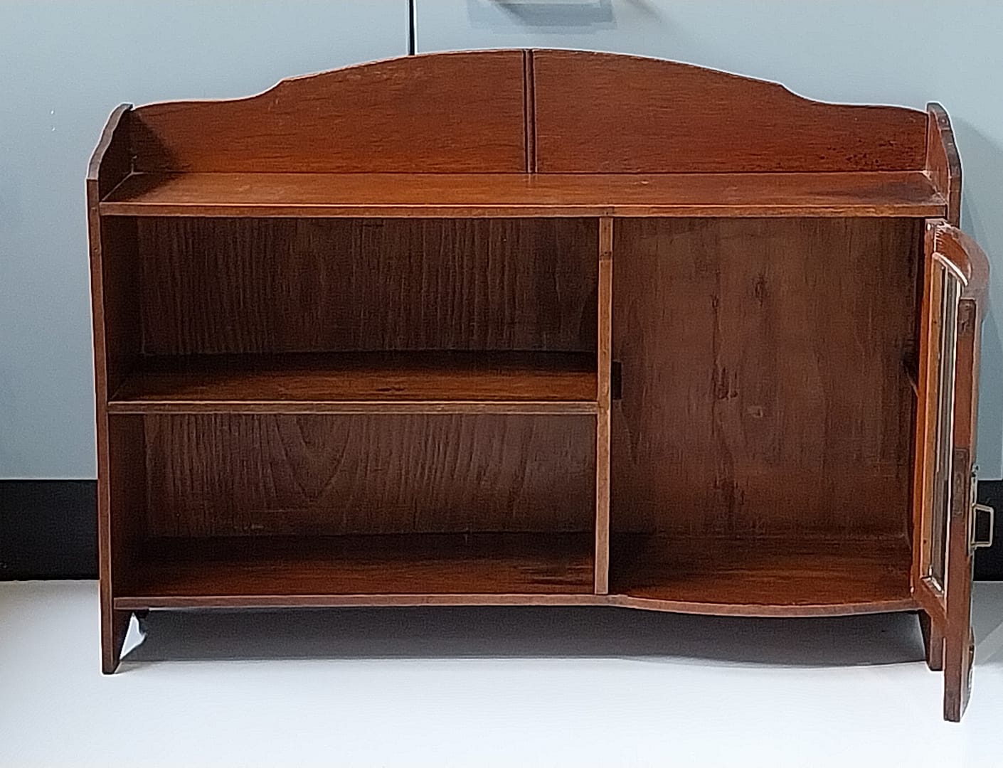 Antiek bijbelkastje / Wandkastje met facet geslepenglas - Afbeelding 2