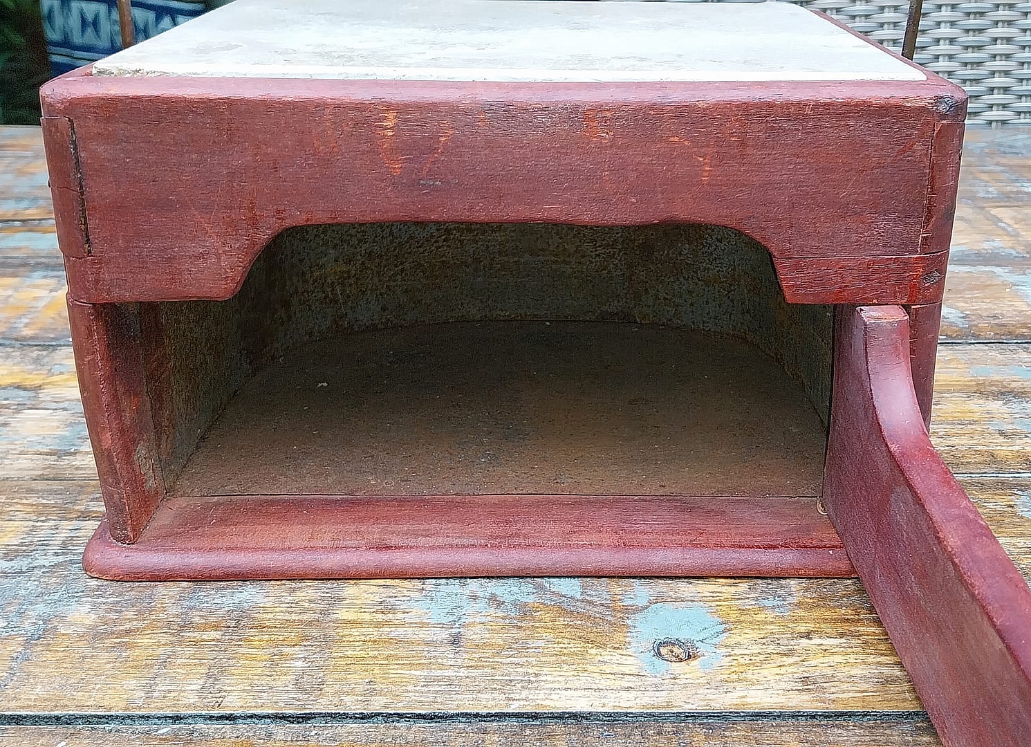 Antieke mahonie houten stoof, eind 19e eeuw. - Afbeelding 3