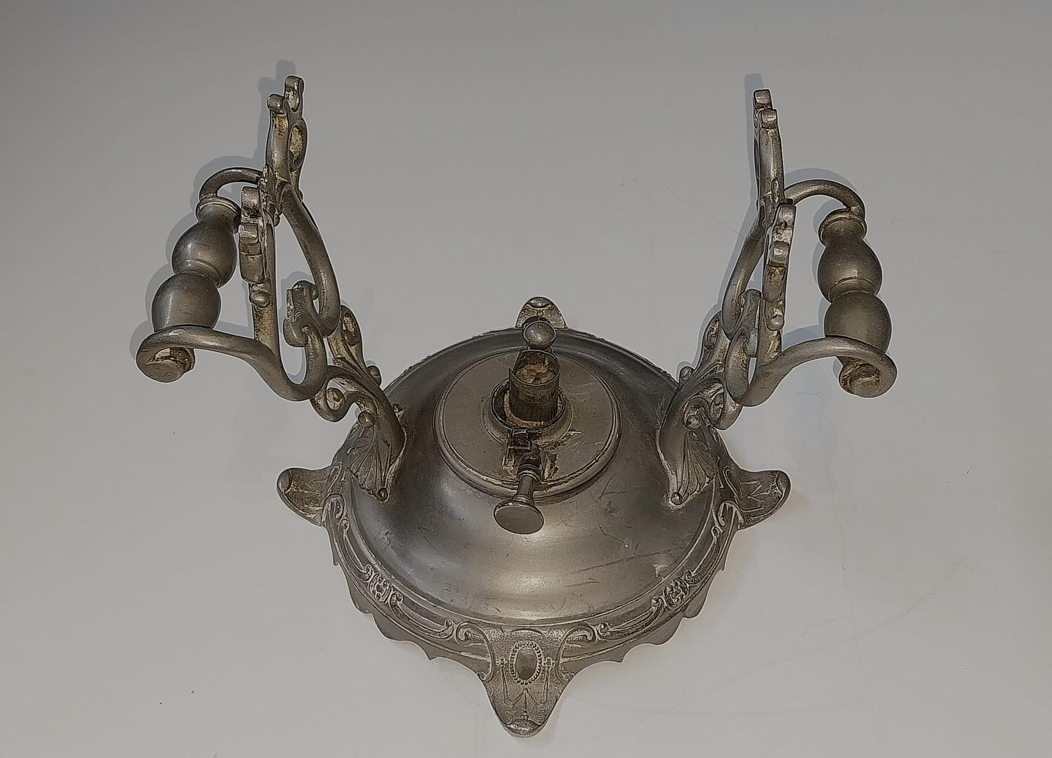 Antiek tinnen theepot met warmhouder, van begin 1900 - Afbeelding 7