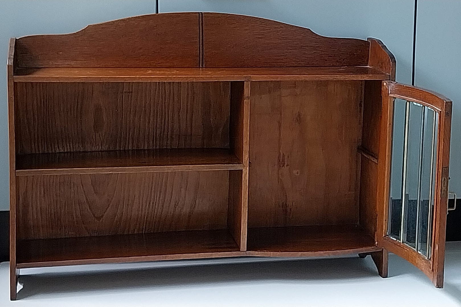 Antiek bijbelkastje / Wandkastje met facet geslepenglas - Afbeelding 6