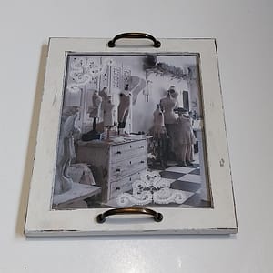 Dienblad met een leuke brocant tafereel.