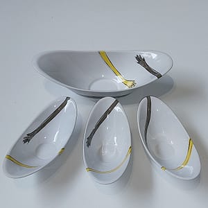 Porseleinen set á 4 stuks Artihove serveerschalen