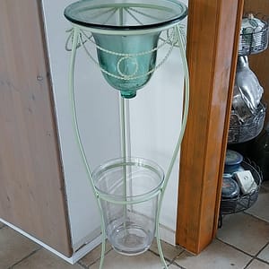 Brocante Plantenstandaard met 2 Glazen Vazen