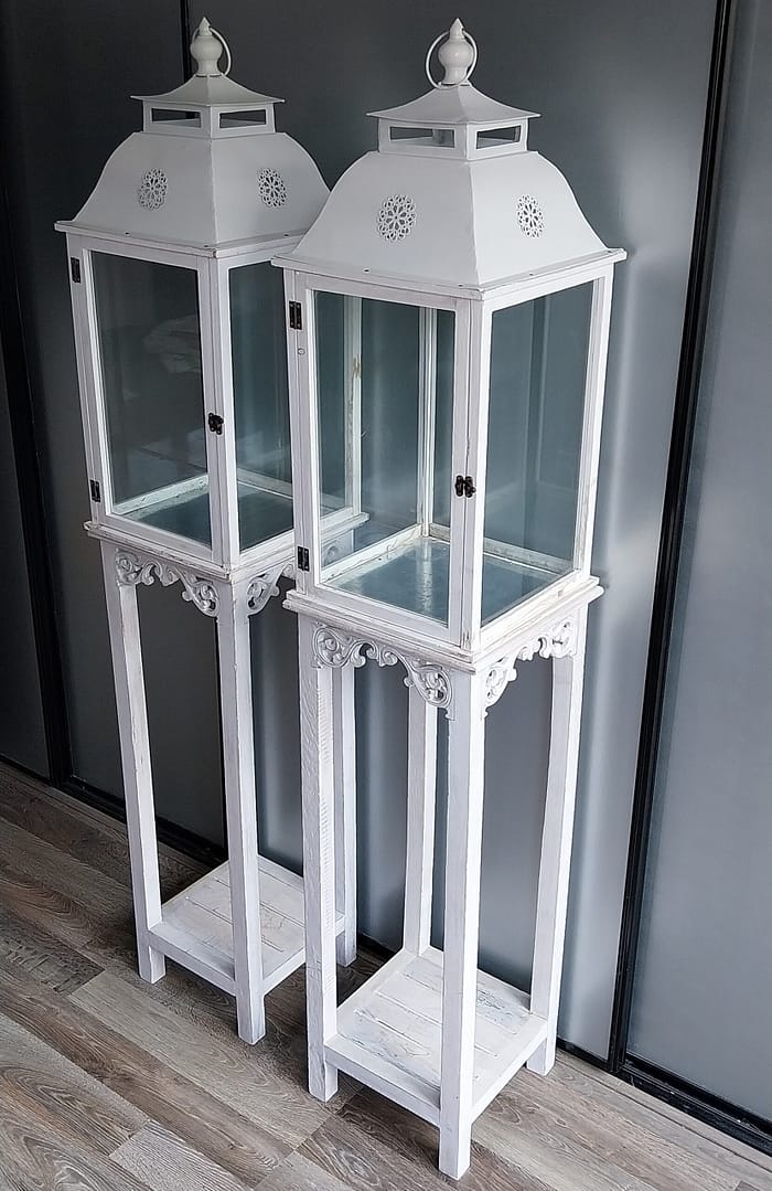 Set á 2 st. Windlichten + Standaard, Landelijk/Brocante stijl - Afbeelding 5