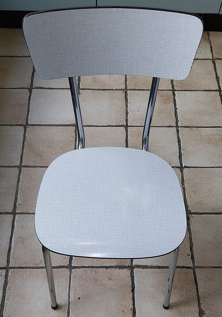 6 st. lichtgrijze Formica keukenstoelen - Afbeelding 6