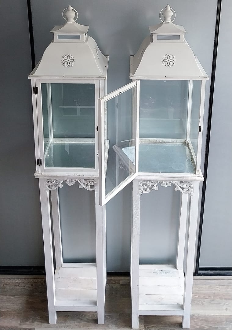 Set á 2 st. Windlichten + Standaard, Landelijk/Brocante stijl - Afbeelding 14