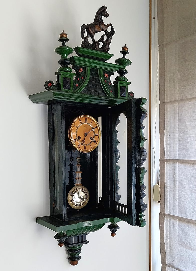 Antieke Friese Hindeloopen wandklok / Klok - Afbeelding 3