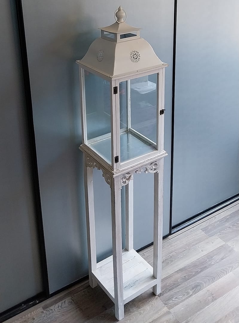 Set á 2 st. Windlichten + Standaard, Landelijk/Brocante stijl - Afbeelding 8