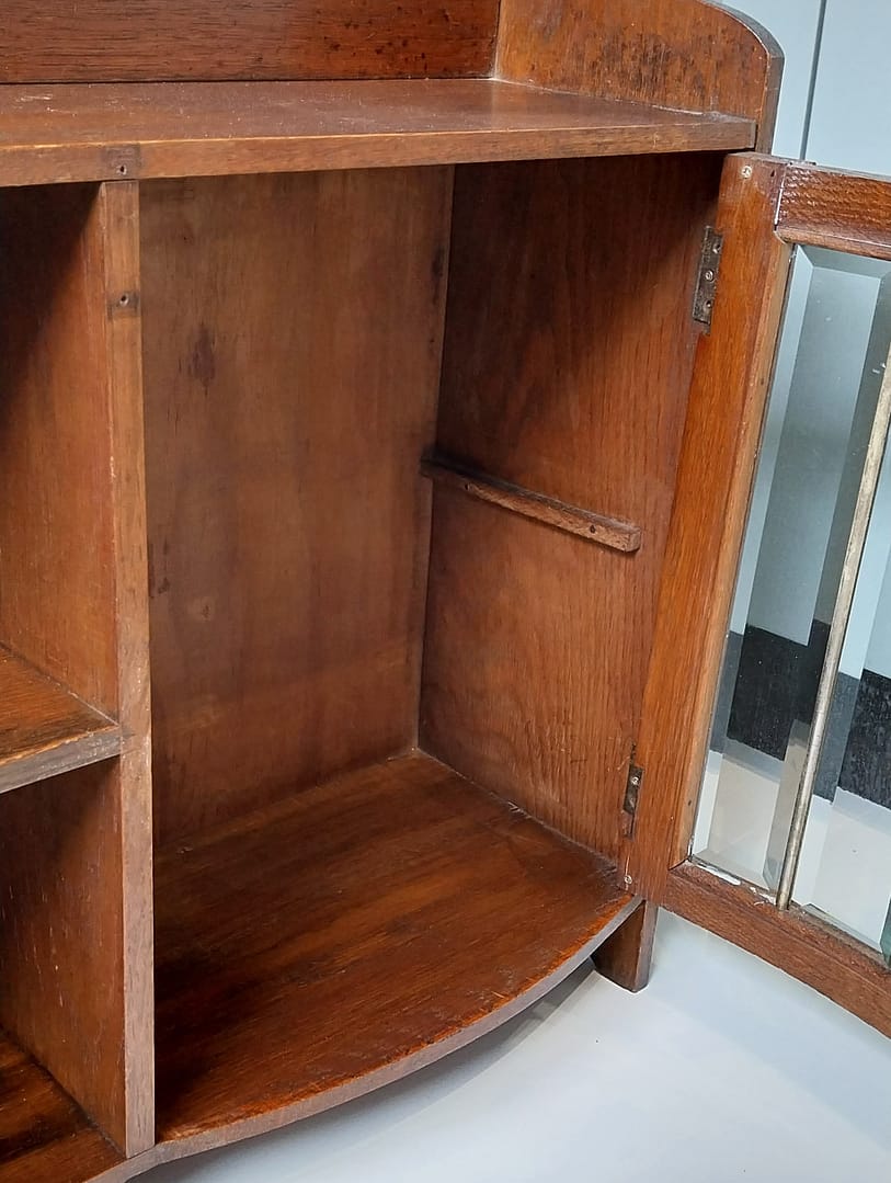 Antiek bijbelkastje / Wandkastje met facet geslepenglas - Afbeelding 5