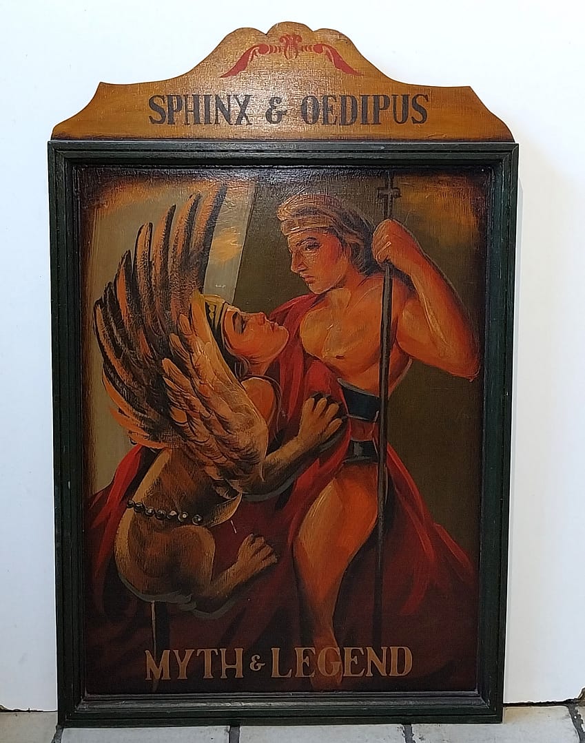 Sphinx & Oedipus (Myth and Legend) Schilderij op houten bord
