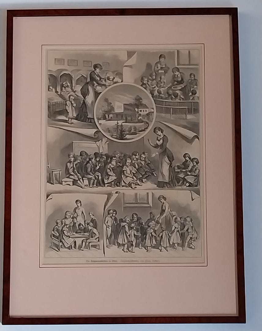 Antieke Prent Frans Kollarz, “Die Krippenanstalten in Wien"