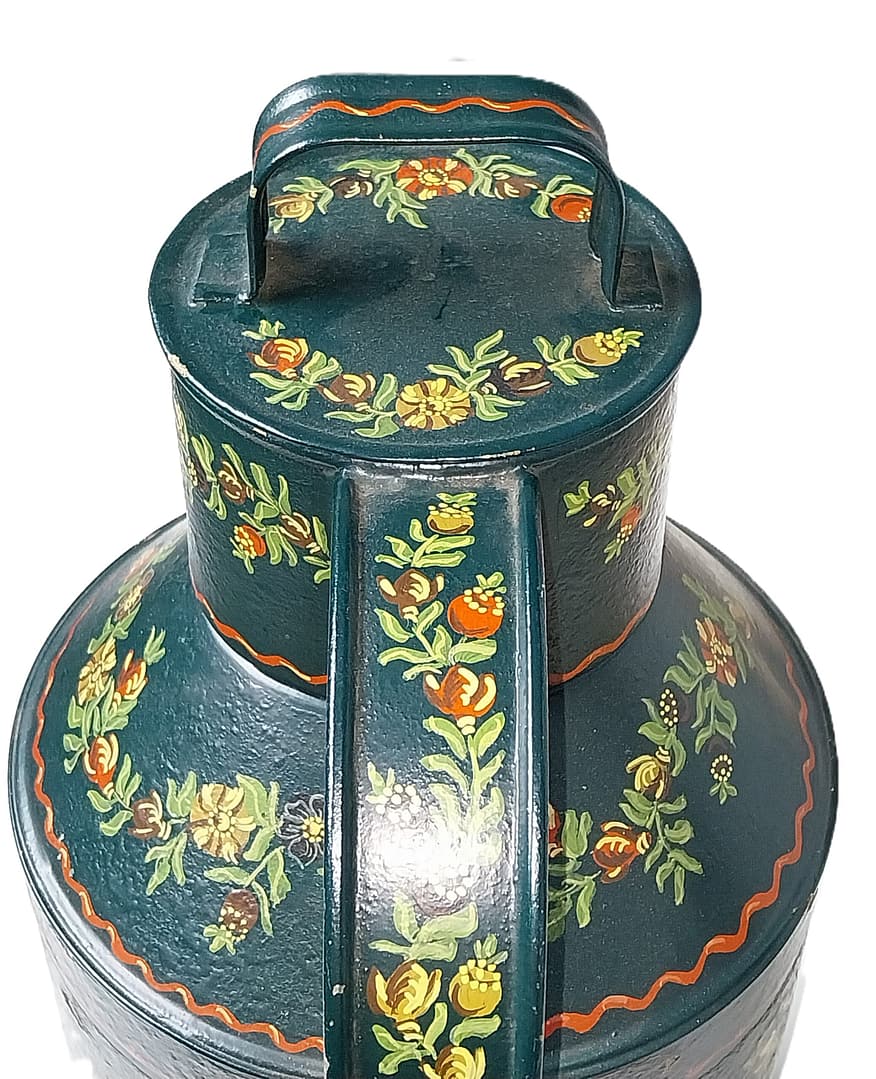 Leuke hand beschilderde melkstoop / melkbus (Hindeloopen) - Afbeelding 2