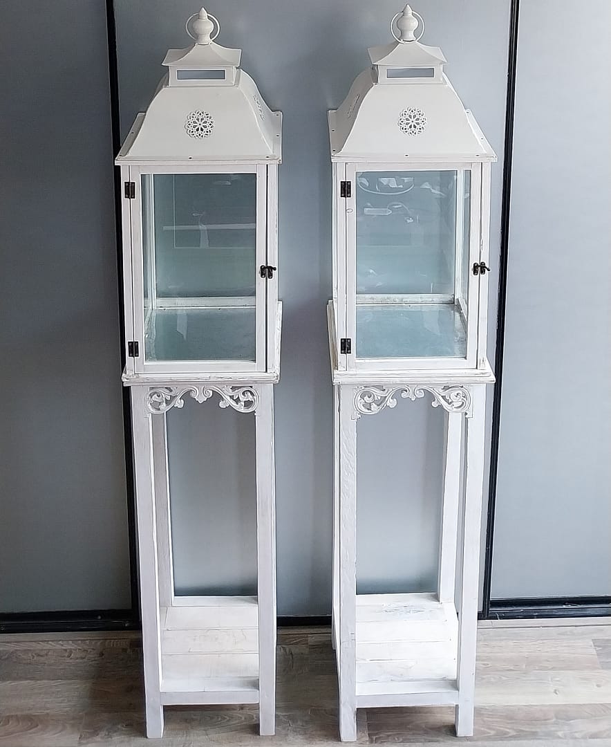 Set á 2 st. Windlichten + Standaard, Landelijk/Brocante stijl