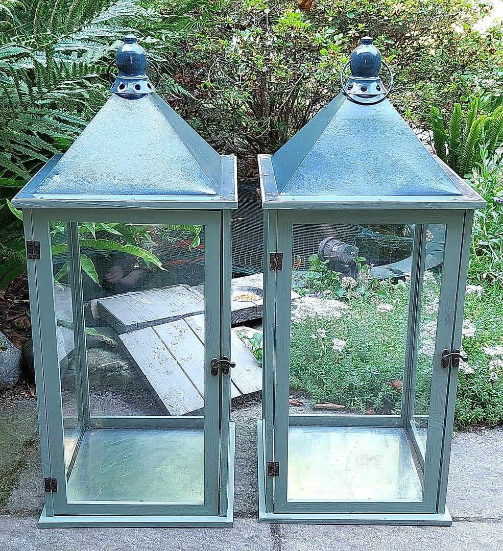 Set van 2 landelijke windlichten/lantaarns